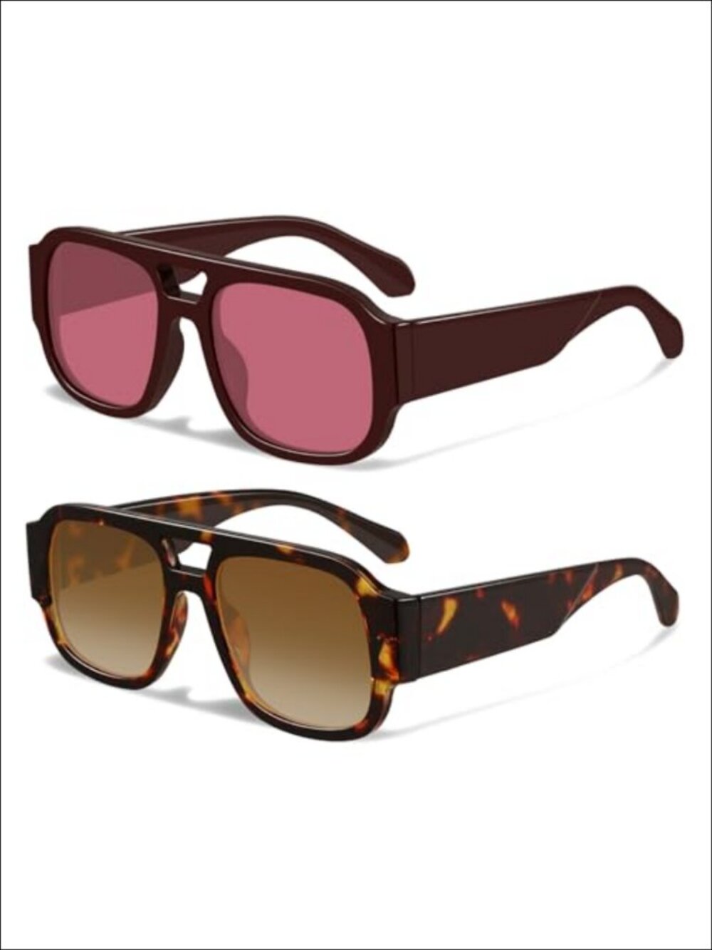 Oversized Aviator Sunglasses Double Bridge UV400 Full-Frame Gradient Adult